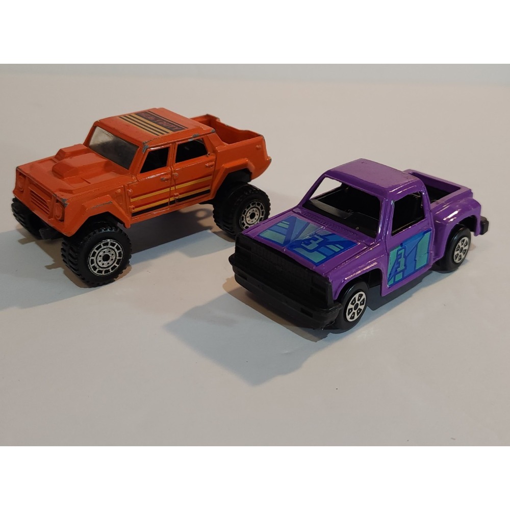 Tootsie Heavy Duty Orange and Purple Trucks Vintage Lambo Chevy Step Side
